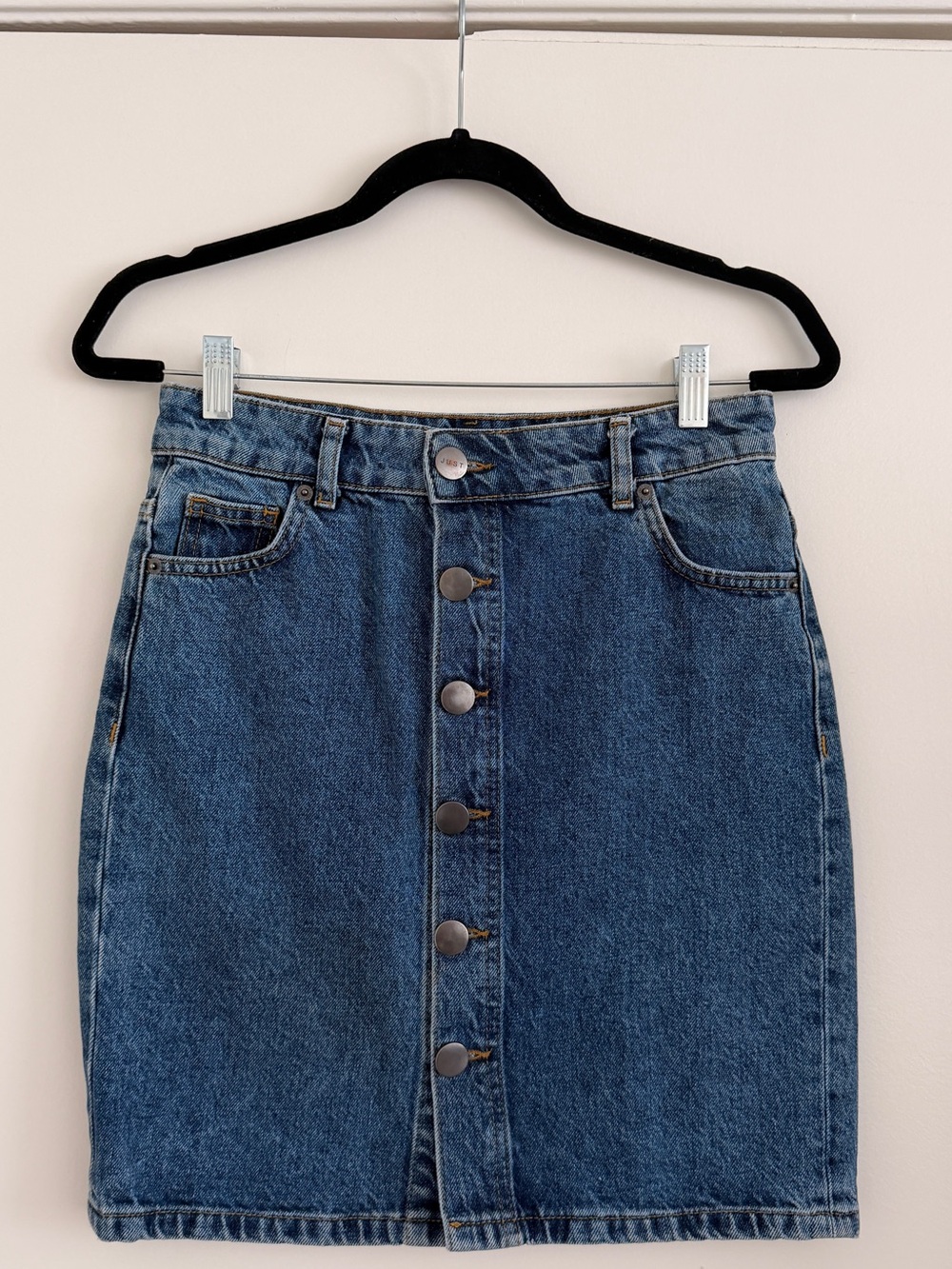 Blue Denim Pauline Skirt by Just Female Anthropologie Scandi Button Front XS